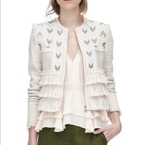 Rebecca Taylor Blush Embroidered Fringe Jacket